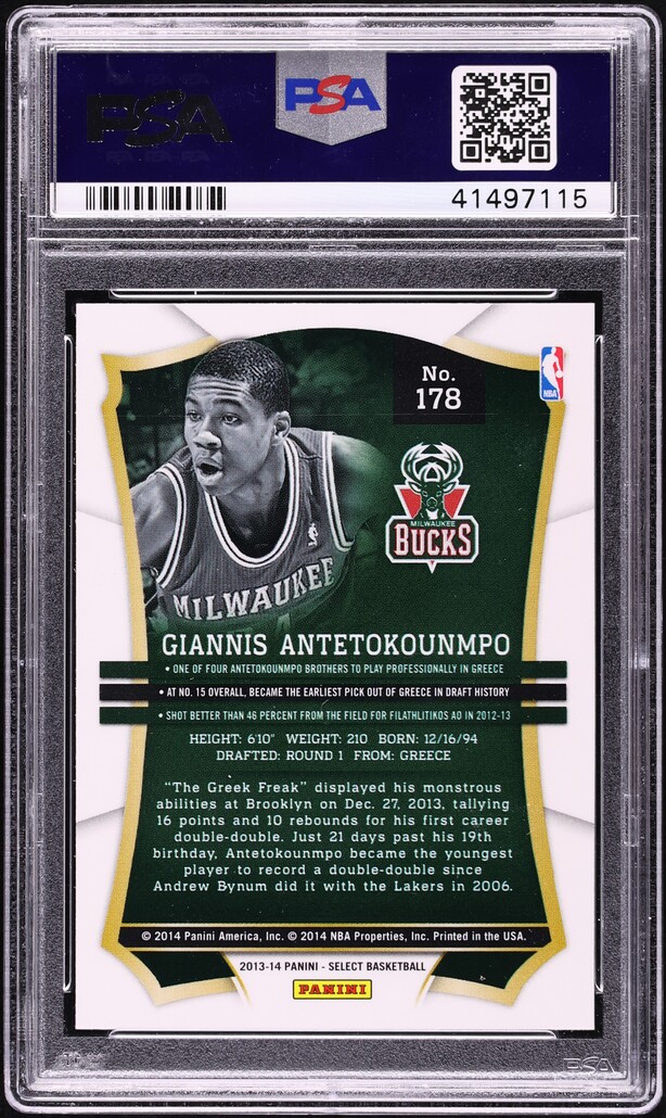 2013 Select Basketball Giannis Antetokounmpo ROOKIE #178 PSA 10