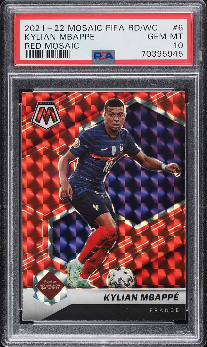 2021 Panini Mosaic FIFA Red Kylian Mbappe #6 PSA 10 GEM MINT