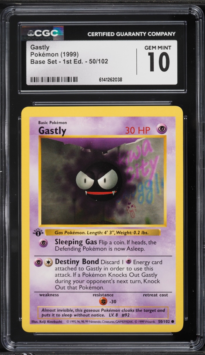 1999 Pokemon Base Set Shadowless 1st Edition Gastly #50 CGC 10 GEM MINT