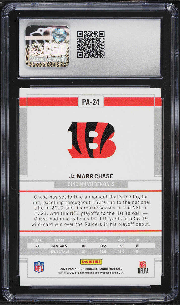 2021 Panini Chronicles Ja'Marr Chase ROOKIE #PA-24 CSG 9 MINT