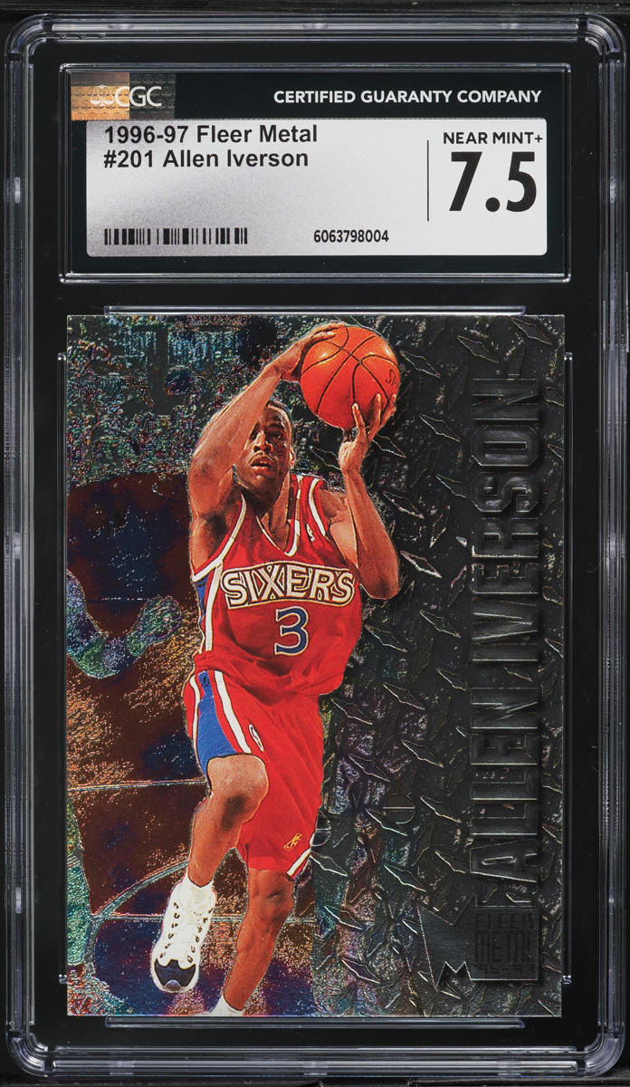 1996 Metal Basketball Allen Iverson ROOKIE #201 CSG 7.5 NRMT+