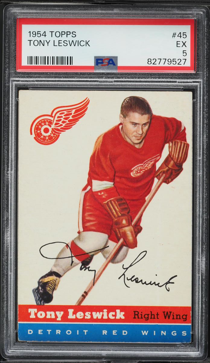 1954 Topps Hockey Tony Leswick #45 PSA 5 EX