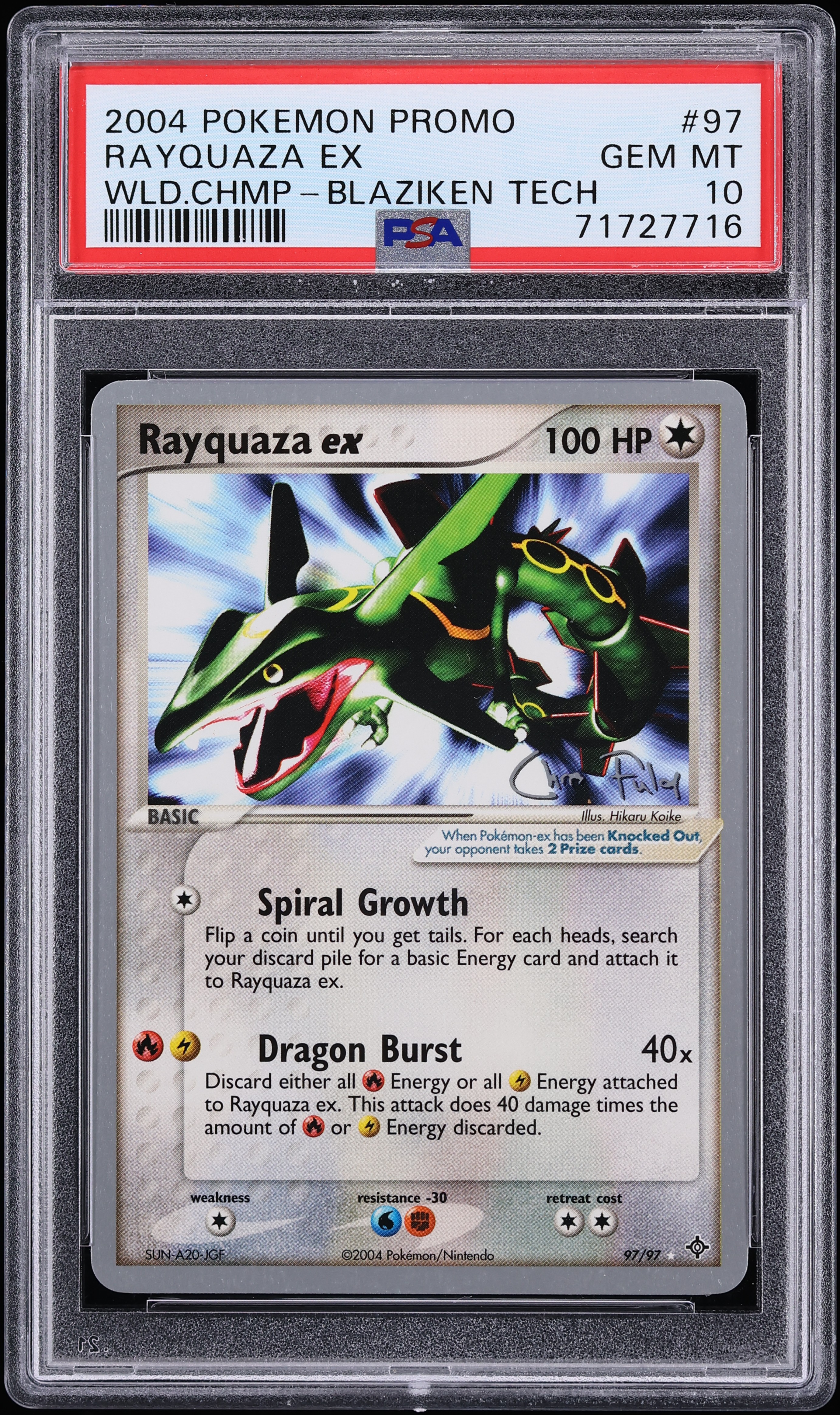 2004 Pokemon World Championships Blaziken Tech Rayquaza Ex #97 PSA 10 GEM MINT