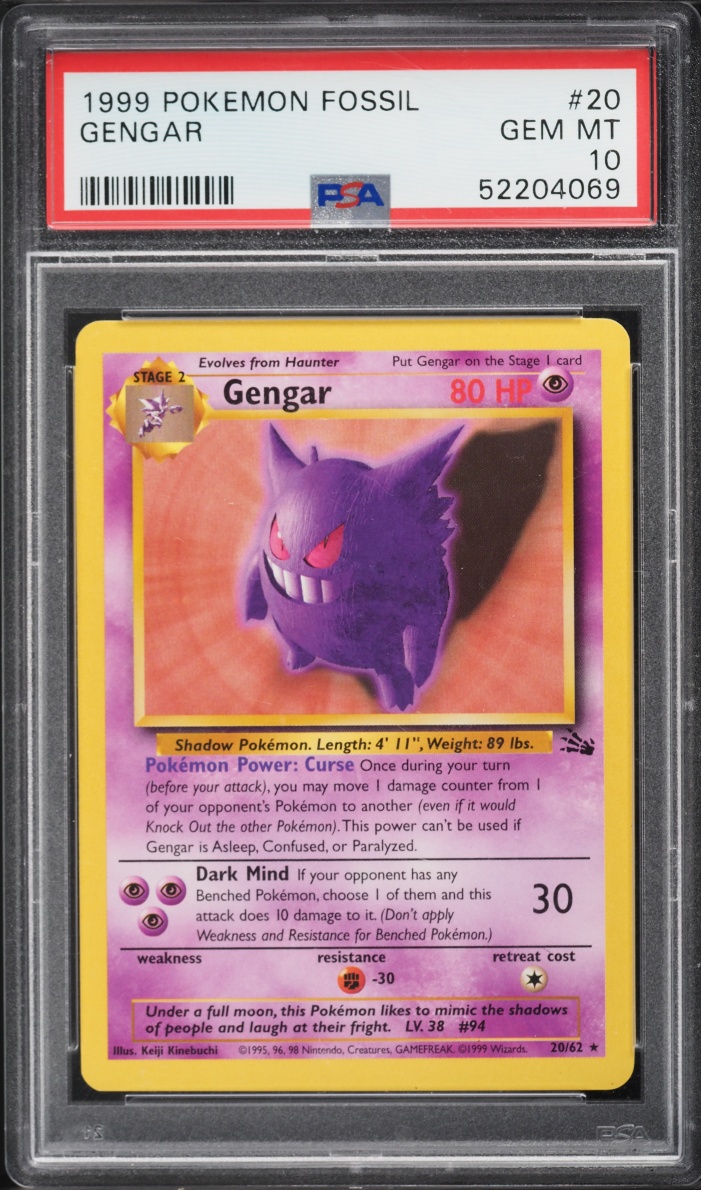 1999 Pokemon Fossil Gengar #20 PSA 10 GEM MINT