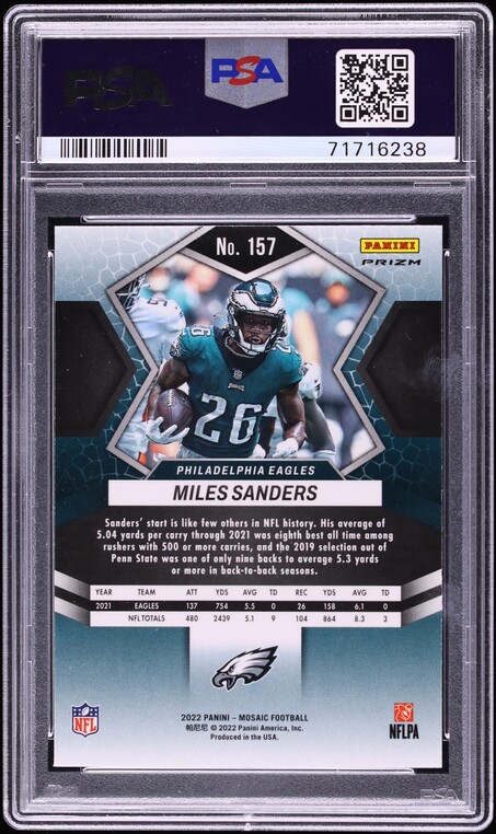 2022 Panini Mosaic Honeycomb Miles Sanders #157 PSA 9 MINT