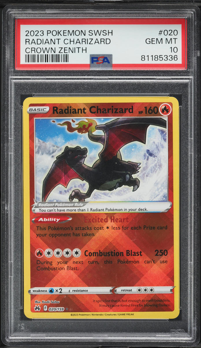 2023 Pokemon Sword & Shield Crown Zenith Radiant Charizard #20 PSA 10 GEM MINT