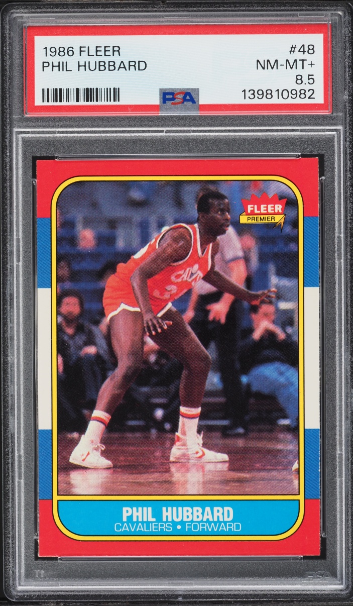 1986 Fleer Basketball Phil Hubbard #48 PSA 8.5 NM-MT+