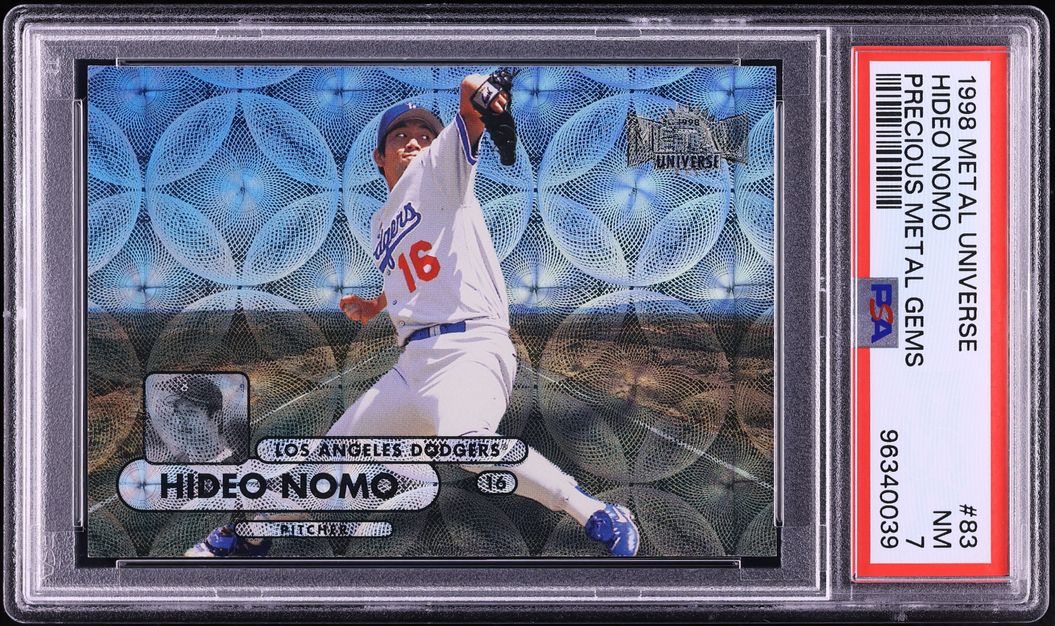 1998 Metal Universe Precious Metal Gems PMG Hideo Nomo /50 #83 PSA 7 NRMT
