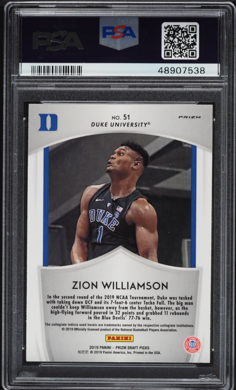 2019 Panini Prizm Draft Picks Red Zion Williamson ROOKIE #51 PSA 10 GEM MINT