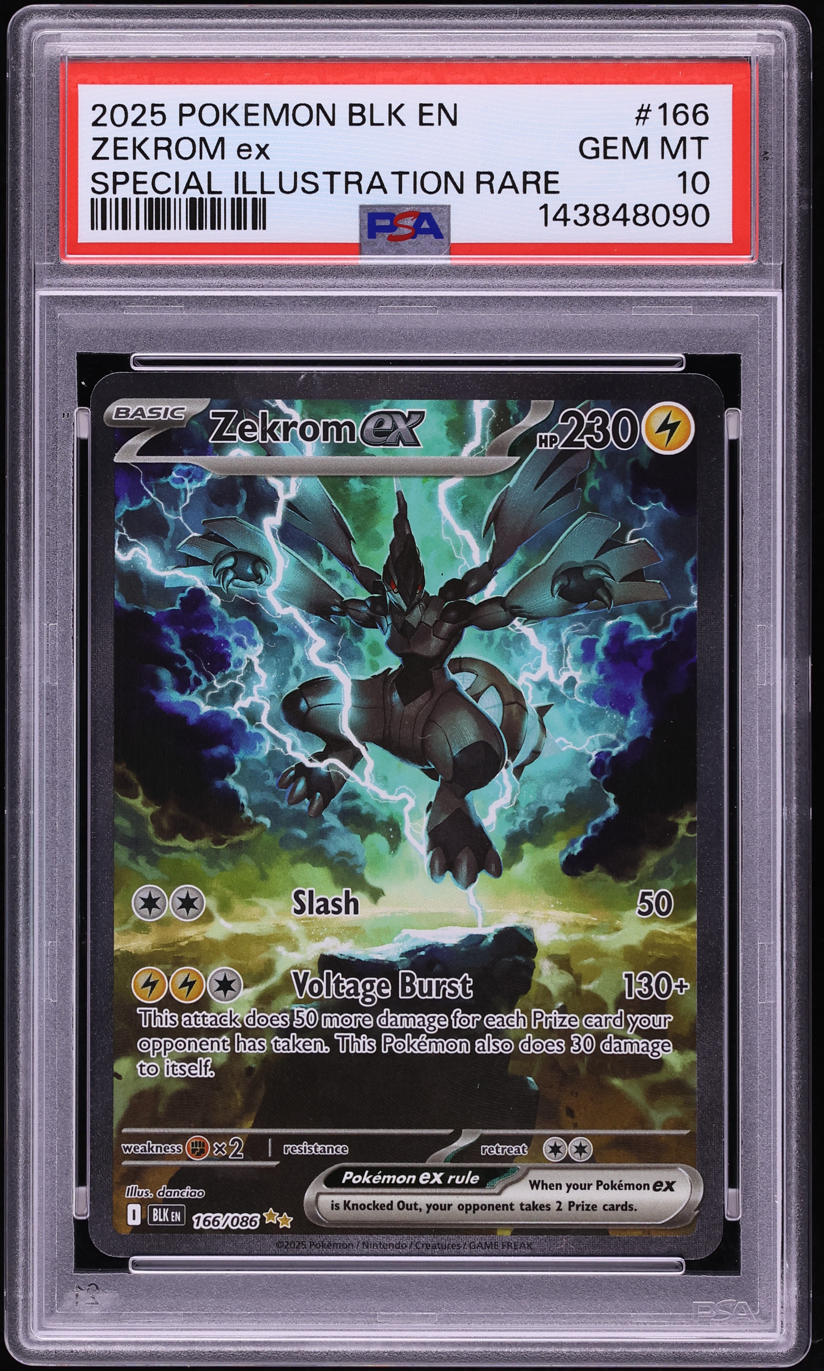 2025 Pokemon Scarlet & Violet Black Bolt SIR Zekrom ex #166 PSA 10 GEM MINT