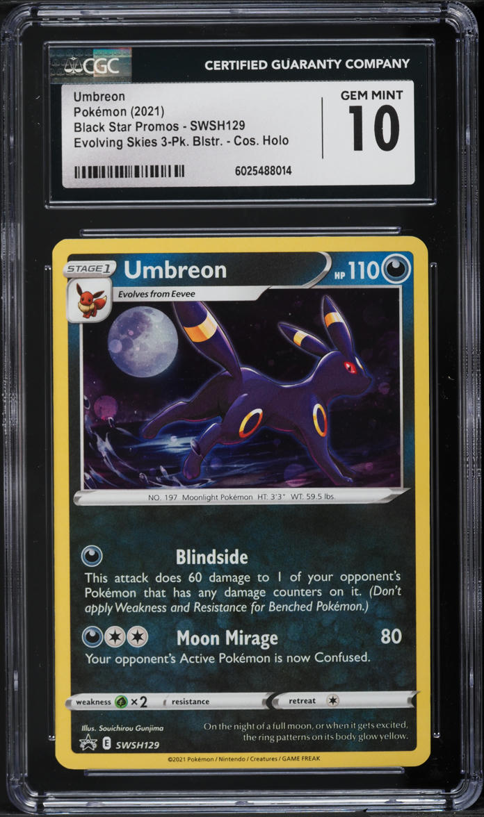 2021 Pokemon Black Star Promo Evolving Skies Cosmos Holo Umbreon #SWSH129 CGC 10 - Main Image