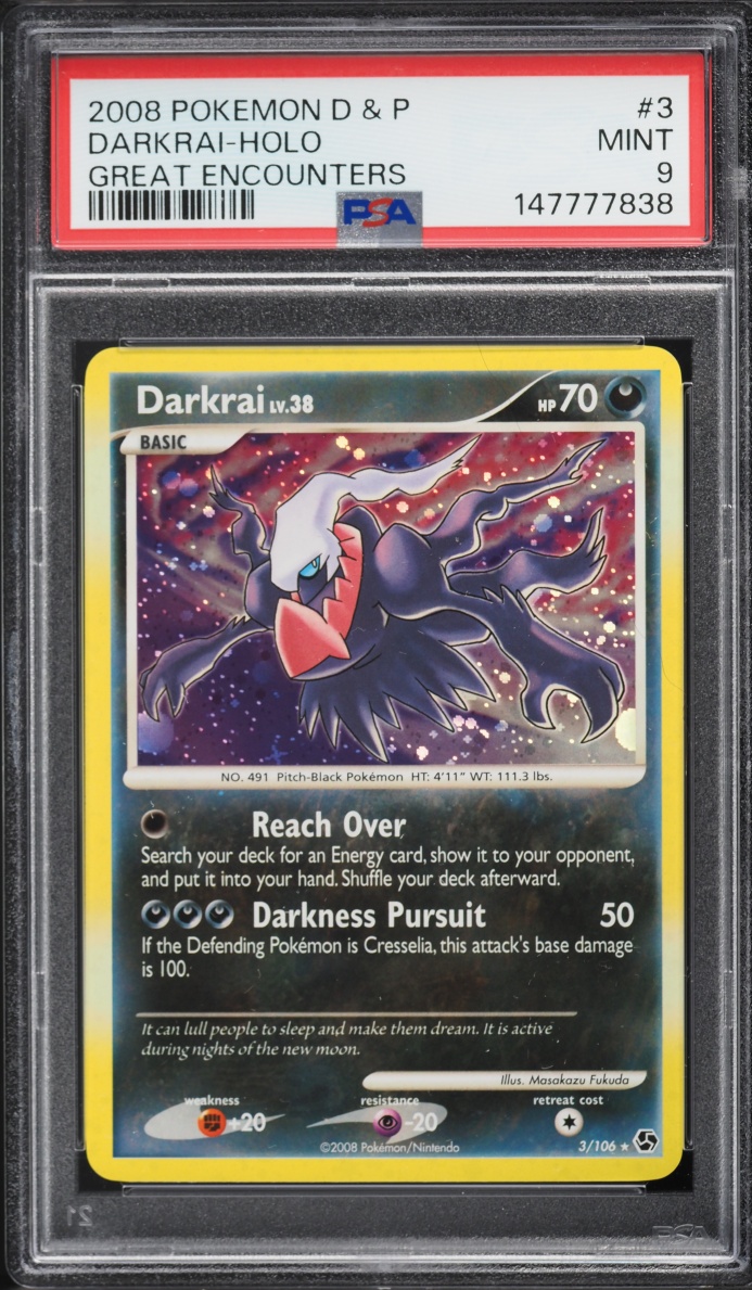2008 Pokemon Diamond & Pearl Great Encounters Holo Darkrai #3 PSA 9 MINT
