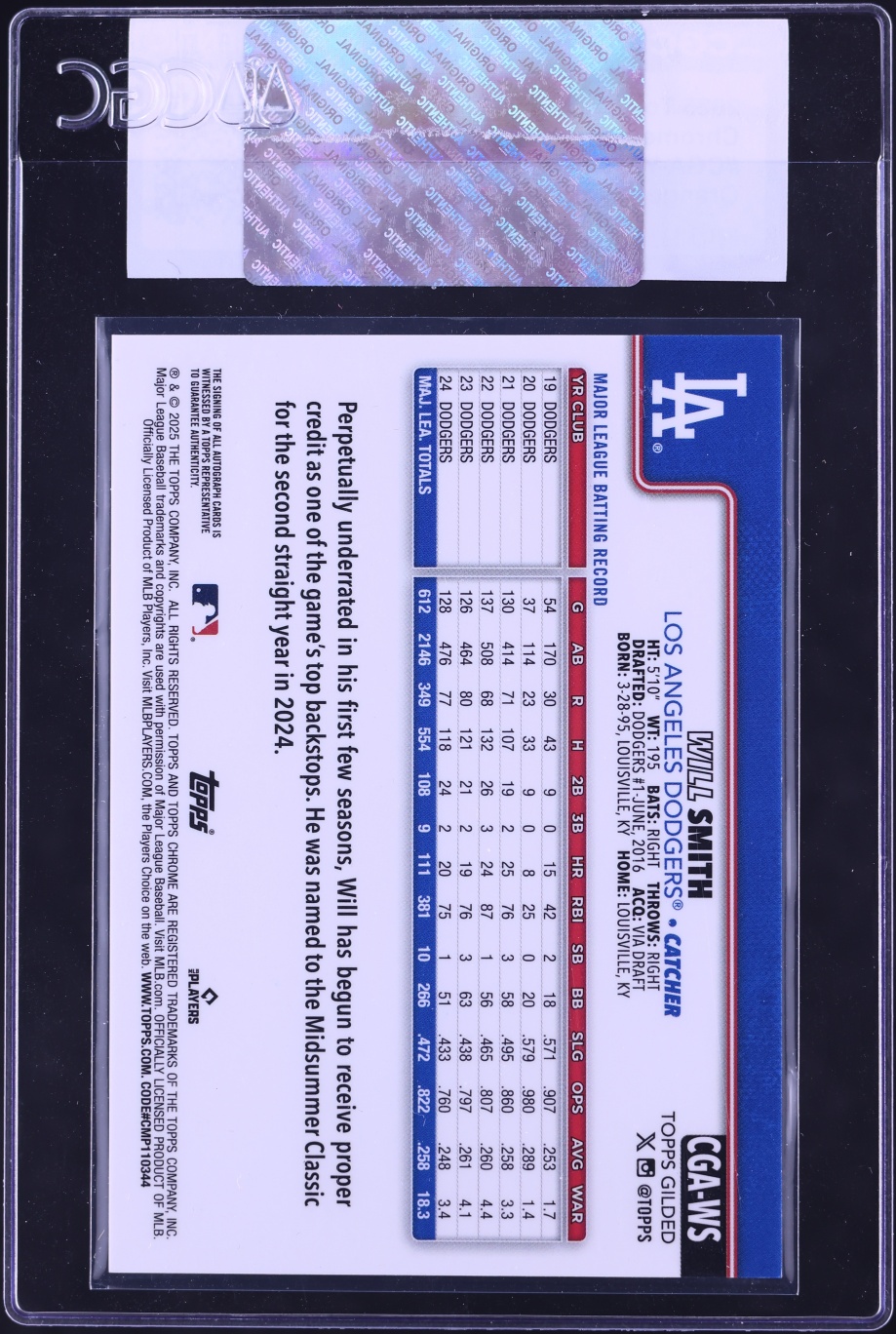 2025 Topps Gilded Collection Chrome Gold Orange Refractor Will Smith AUTO /25 #CGA-WS CGC AUTH
