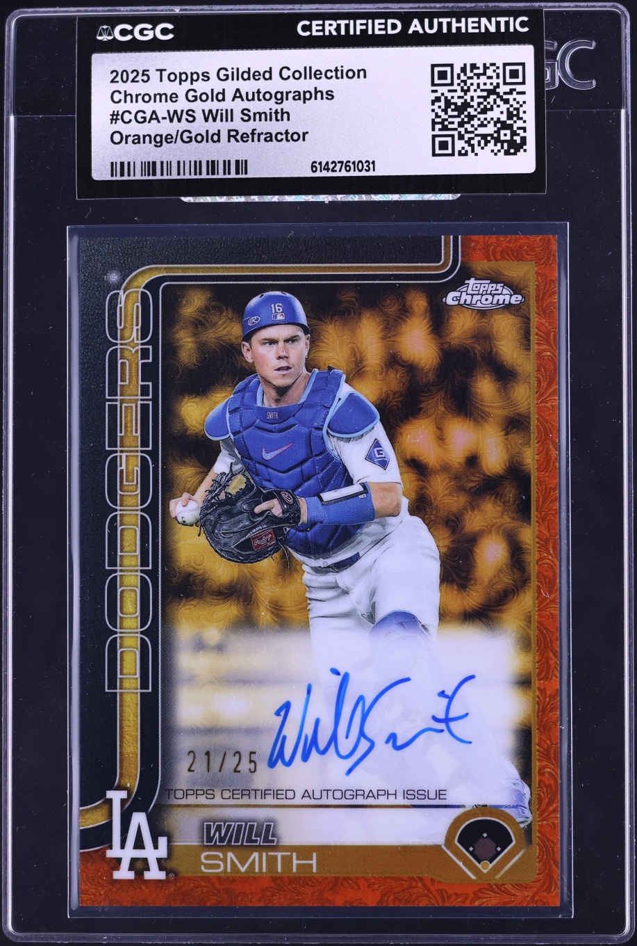 2025 Topps Gilded Collection Chrome Gold Orange Refractor Will Smith AUTO /25 #CGA-WS CGC AUTH