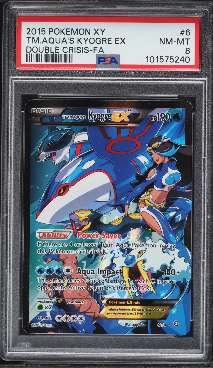 2015 Pokemon XY Double Crisis Full Art Team Aqua's Kyogre EX #6 PSA 8 NM-MT