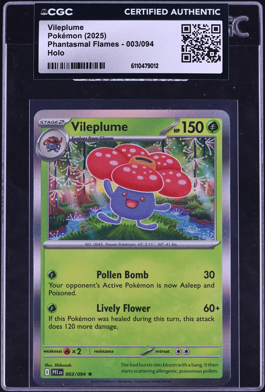 2025 Pokemon Mega Evolution Phantasmal Flames Holo Vileplume #3 CGC AUTH