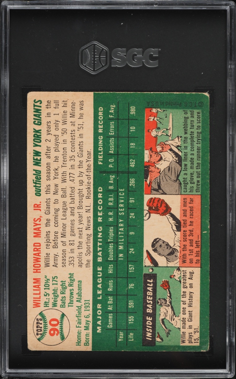 1954 Topps Willie Mays #90 SGC 2.5 GD+