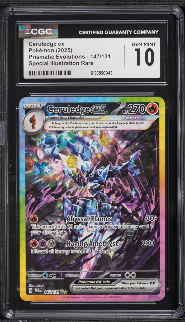 2025 Pokemon Scarlet & Violet Prismatic Evolutions SIR Ceruledge EX #147 CGC 10 GEM MINT