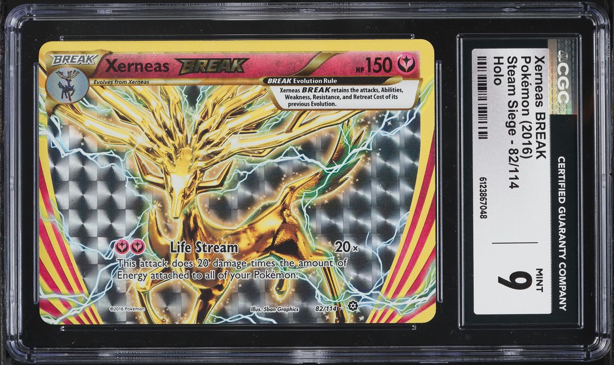 2016 Pokemon XY Steam Siege Holo Xerneas BREAK #82 CGC 9 MINT