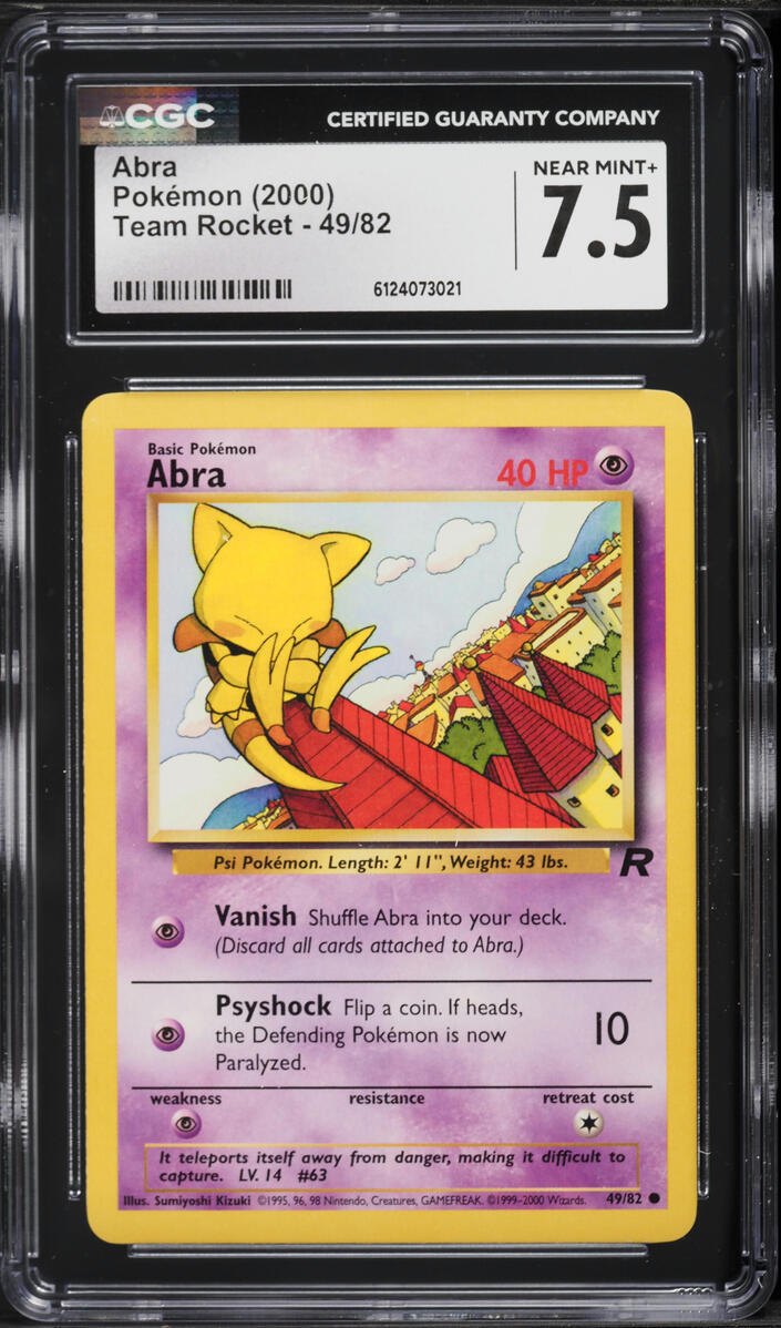 2000 Pokemon Team Rocket Abra #49 CGC 7.5 NRMT+