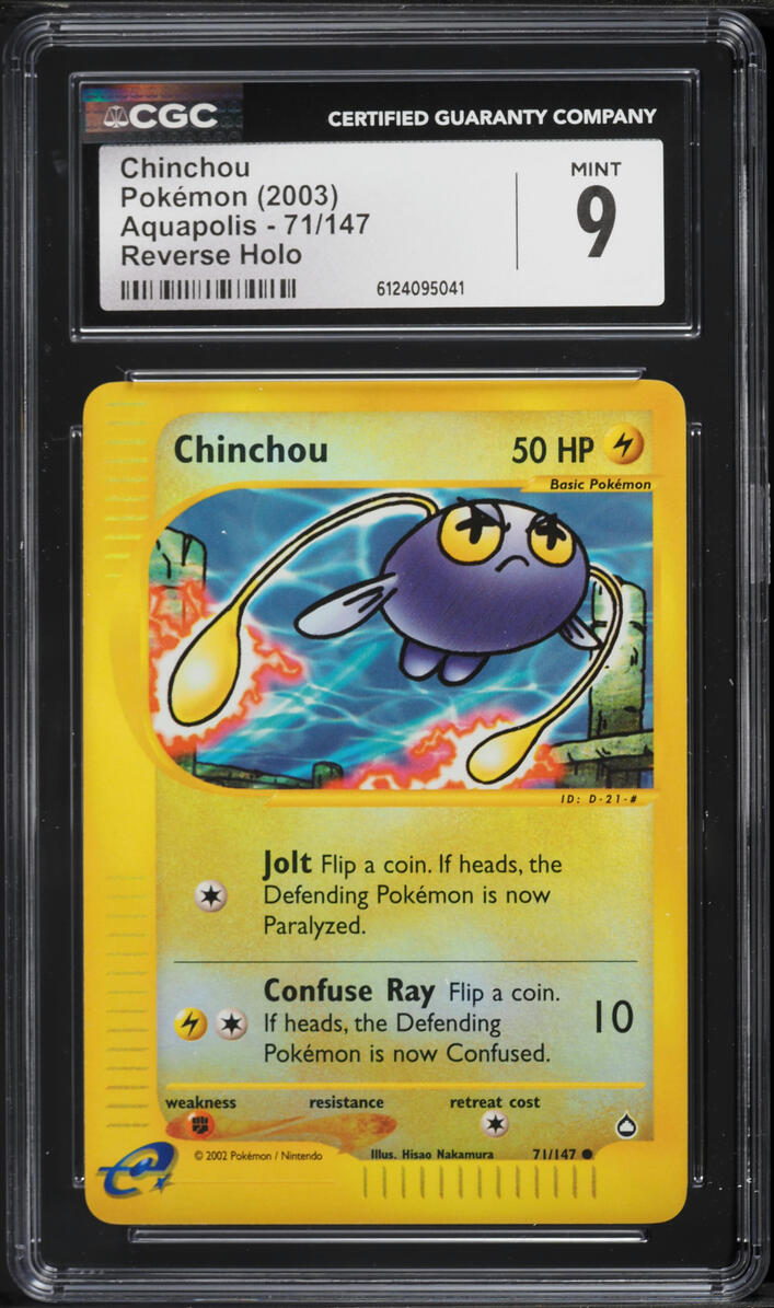 2003 Pokemon Aquapolis Reverse Holo Chinchou #71 CGC 9 MINT
