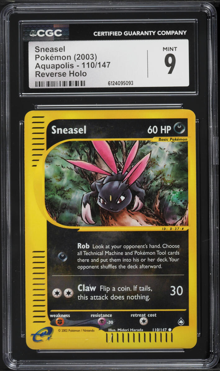 2003 Pokemon Aquapolis Reverse Holo Sneasel #110 CGC 9 MINT