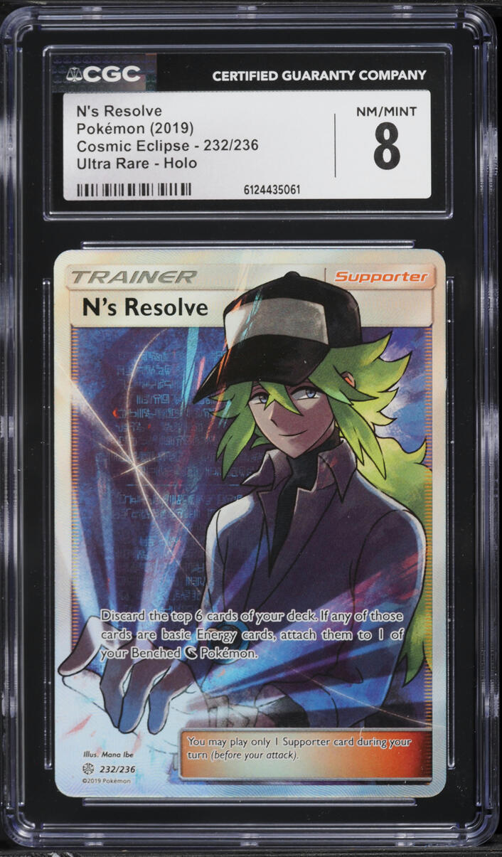 2019 Pokemon Sun & Moon Cosmic Eclipse Full Art N's Resolve #232 CGC 8 NM-MT