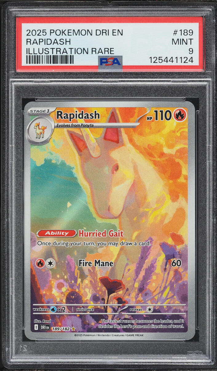 2025 Pokemon Scarlet & Violet Destined Rivals IR Rapidash #189 PSA 9 MINT