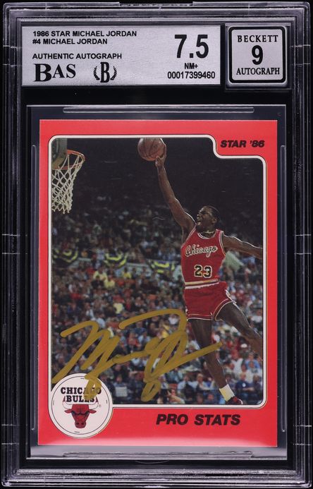 1986 Star Basketball Michael Jordan ROOKIE AUTO #4 BAS BGS 7.5 NRMT+