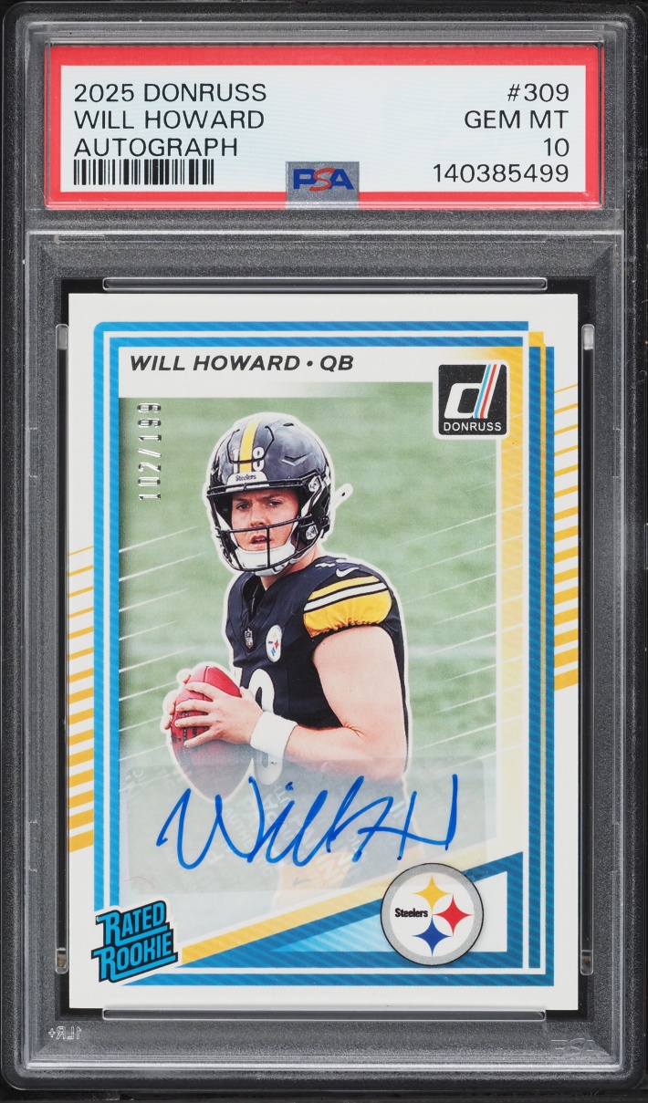 2025 Donruss Football Will Howard ROOKIE AUTO /199 #309 PSA 10 GEM MINT