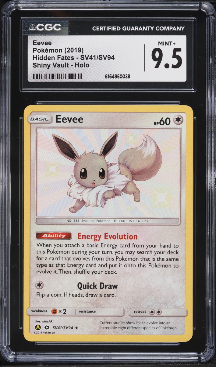 2019 Pokemon Sun & Moon Hidden Fates Shiny Eevee #SV41 CGC 9.5 MINT+