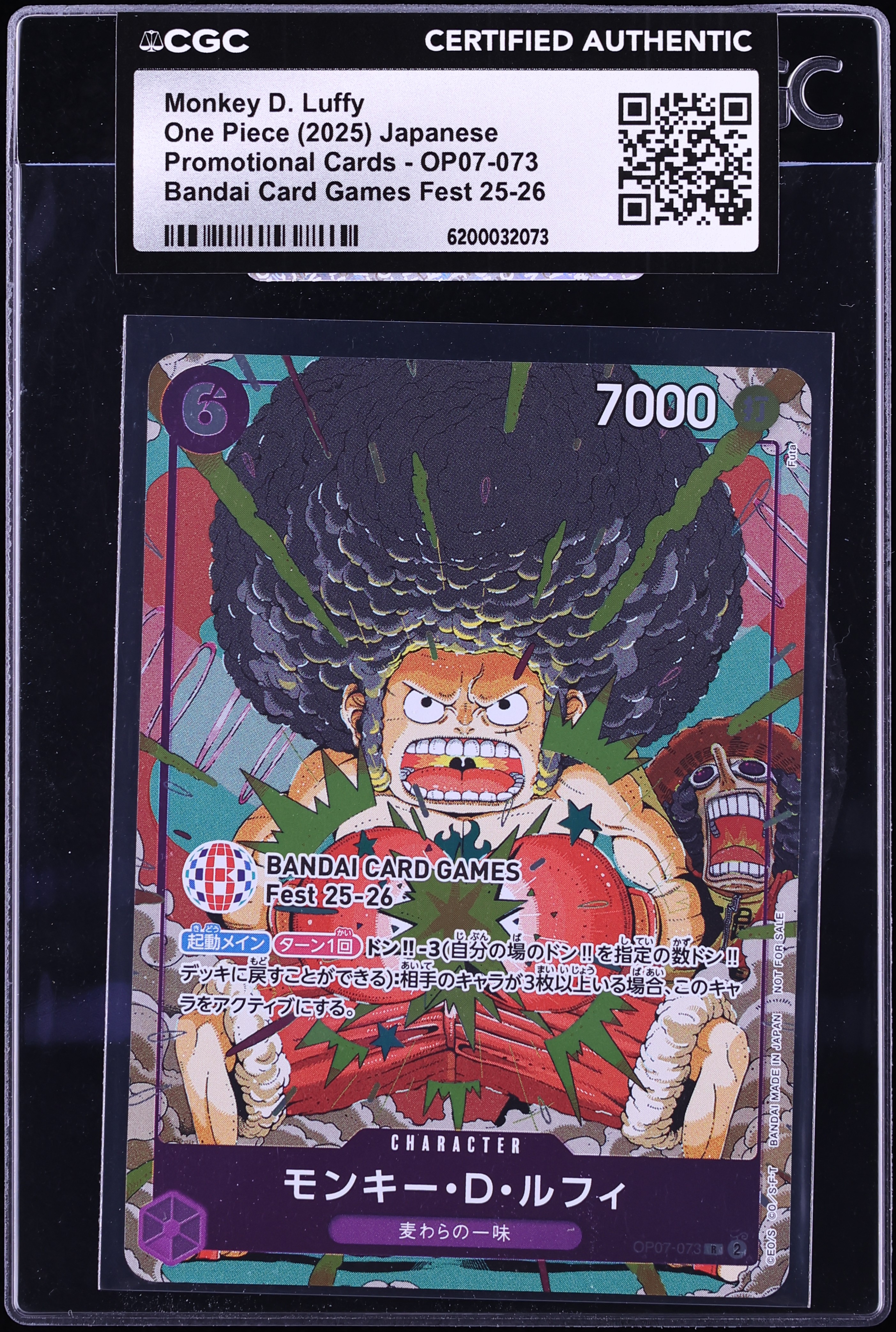 2025 One Piece Japanese Promo Bandai Games Fest Monkey D. Luffy #OP07-073 CGC AUTH