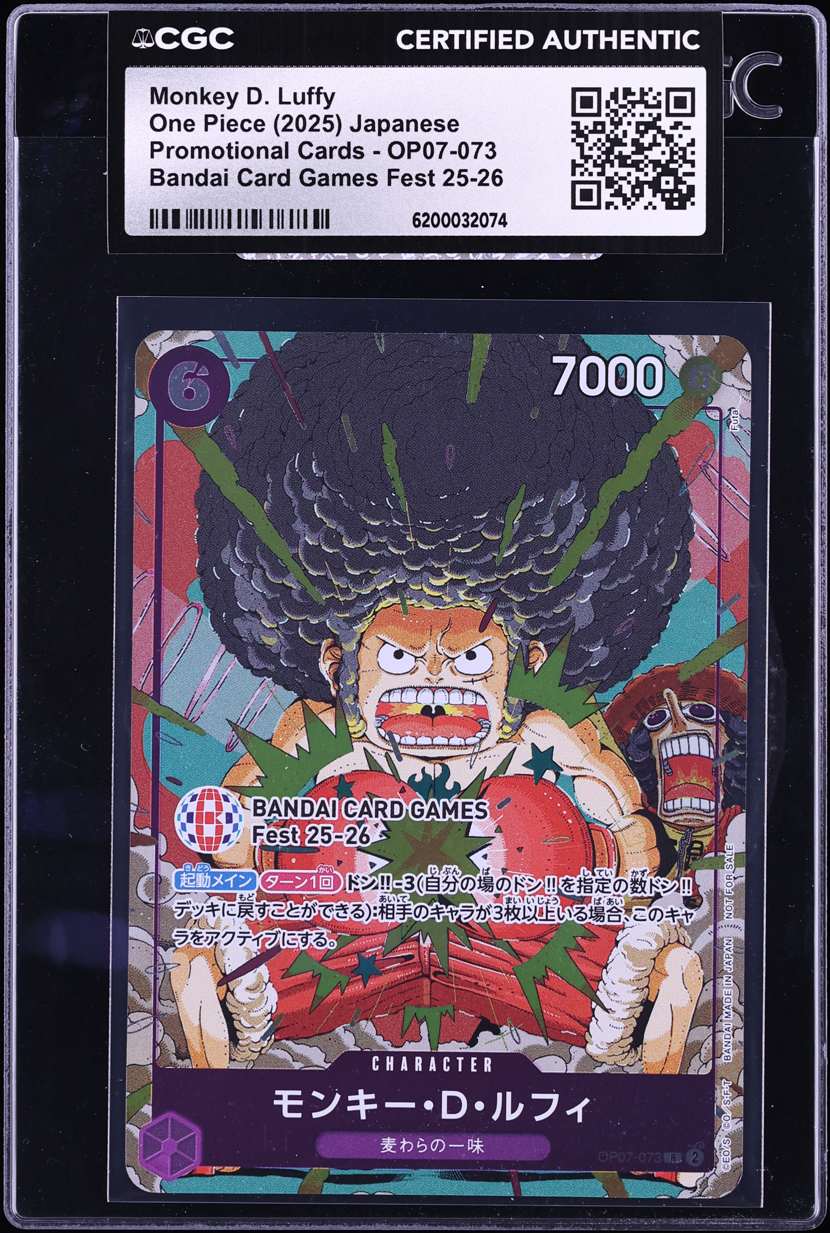 2025 One Piece Japanese Promo Bandai Games Fest Monkey D. Luffy #OP07-073 CGC AUTH