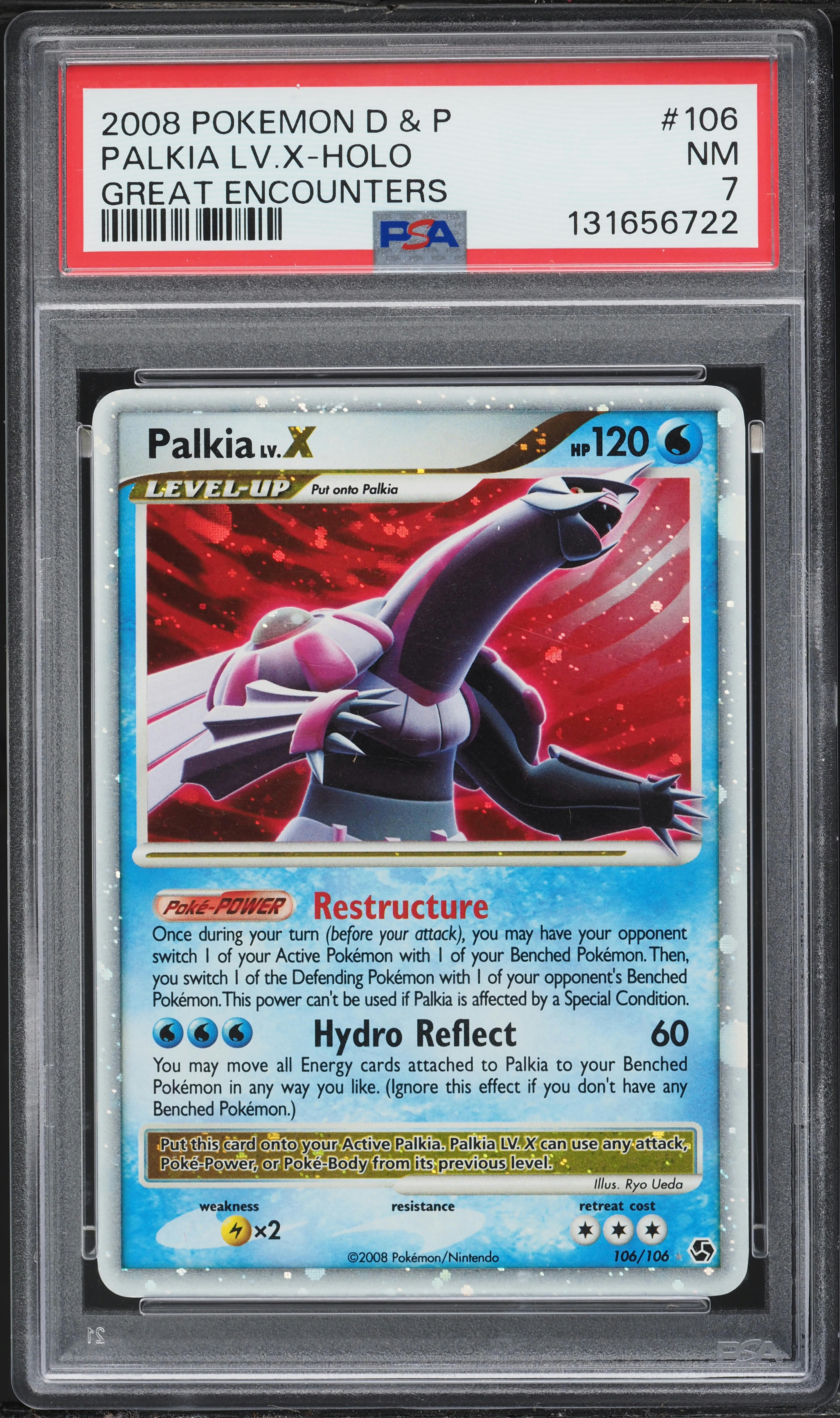 2008 Pokemon Diamond & Pearl Great Encounters Holo Palkia LV.X #106 PSA 7 NRMT