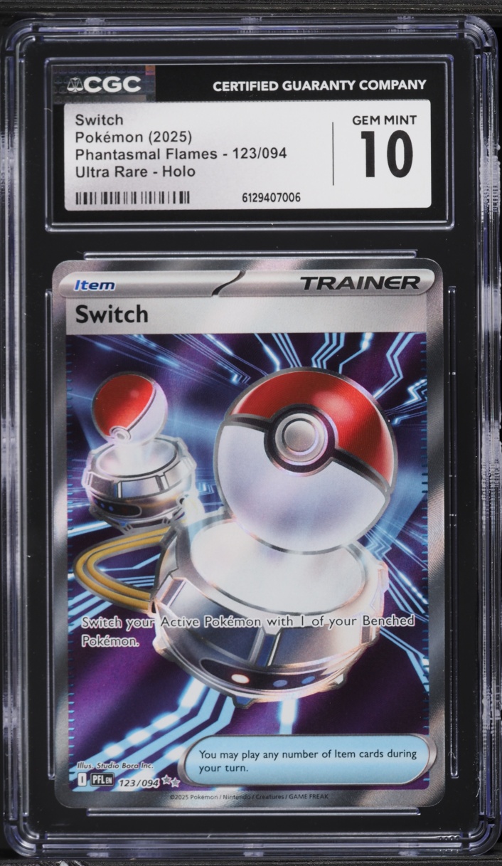 2025 Pokemon Mega Evolution Phantasmal Flames Full Art Switch #123 CGC 10 GEM MINT