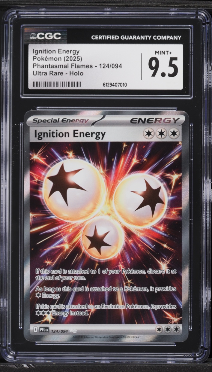 2025 Pokemon Mega Phantasmal Flames Full Art Ignition Energy #124 CGC 9.5 MINT+