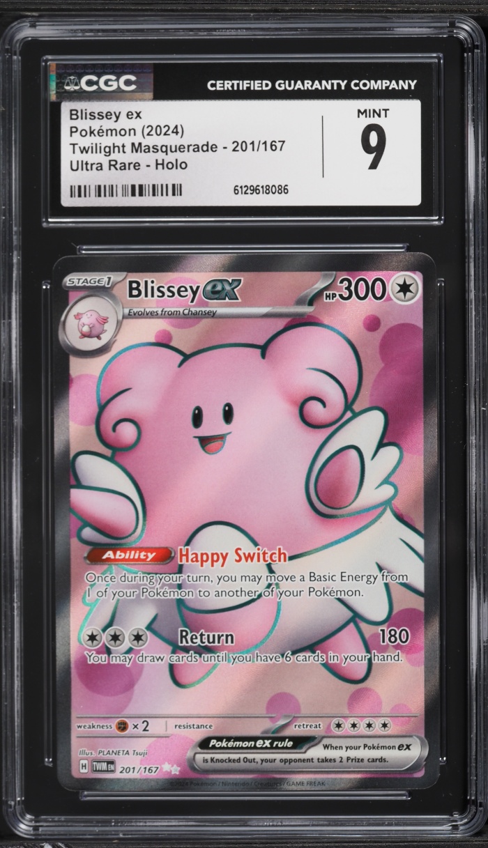 2024 Pokemon Scarlet & Violet Twilight Masquerade Full Art Blissey ex #201 CGC 9 MINT