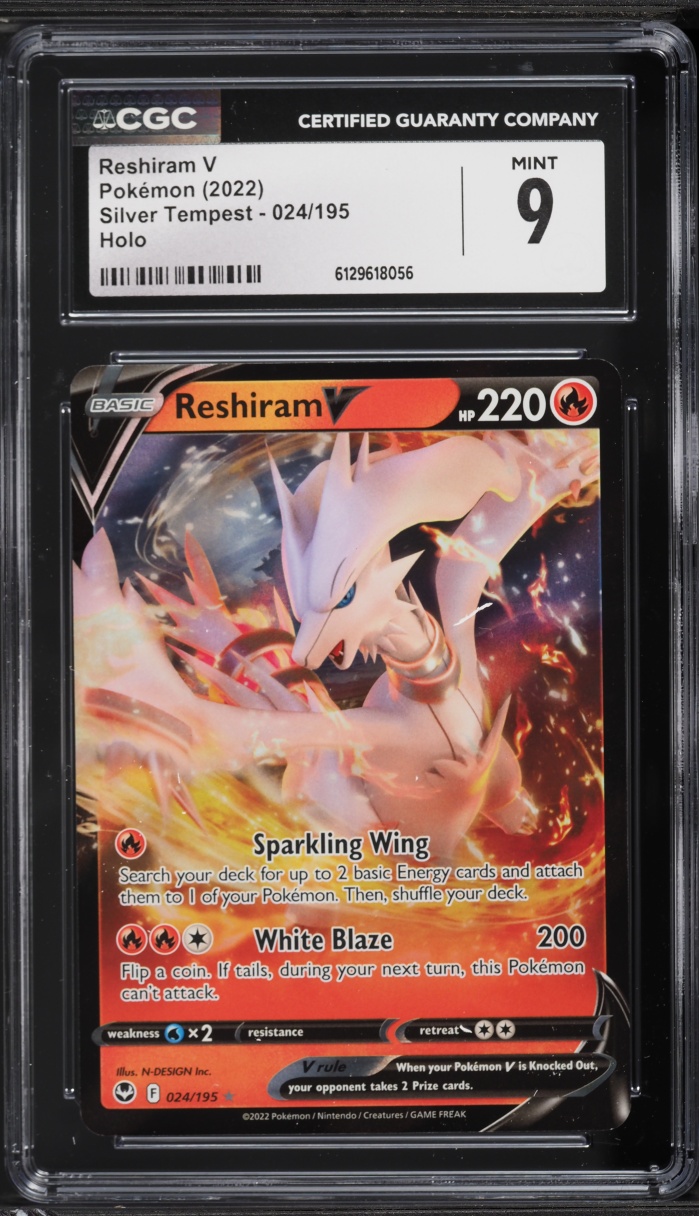 2022 Pokemon Sword & Shield Silver Tempest Holo Reshiram V #24 CGC 9 MINT