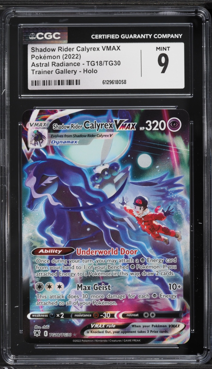2022 Pokemon Sword & Shield Astral Radiance CHR Shadow Rider Calyrex VMAX #TG18 CGC 9 MINT