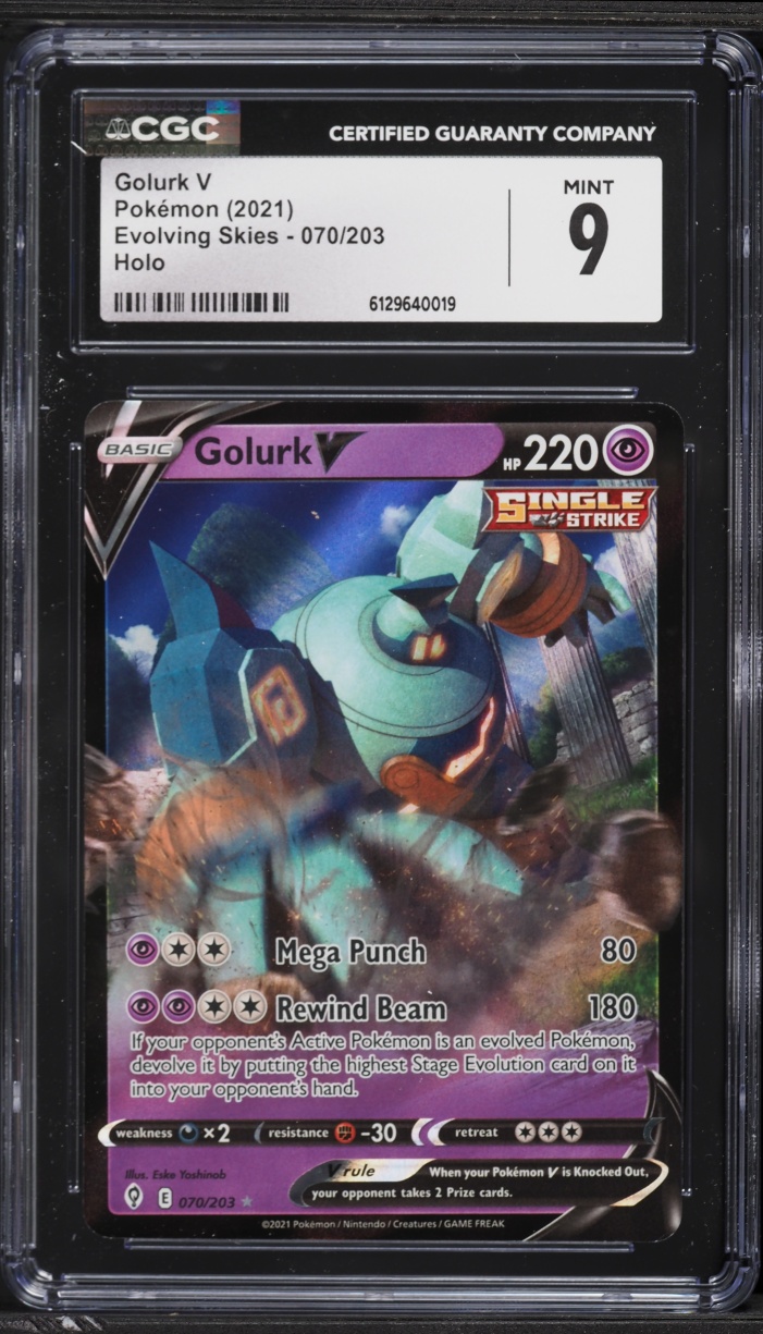 2021 Pokemon Sword & Shield Evolving Skies Holo Golurk V #70 CGC 9 MINT