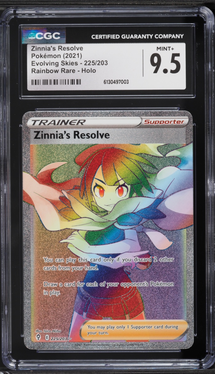 2021 Pokemon Sword & Shield Evolving Skies Rainbow Rare Zinnia's Resolve #225 CGC 9.5 MINT+