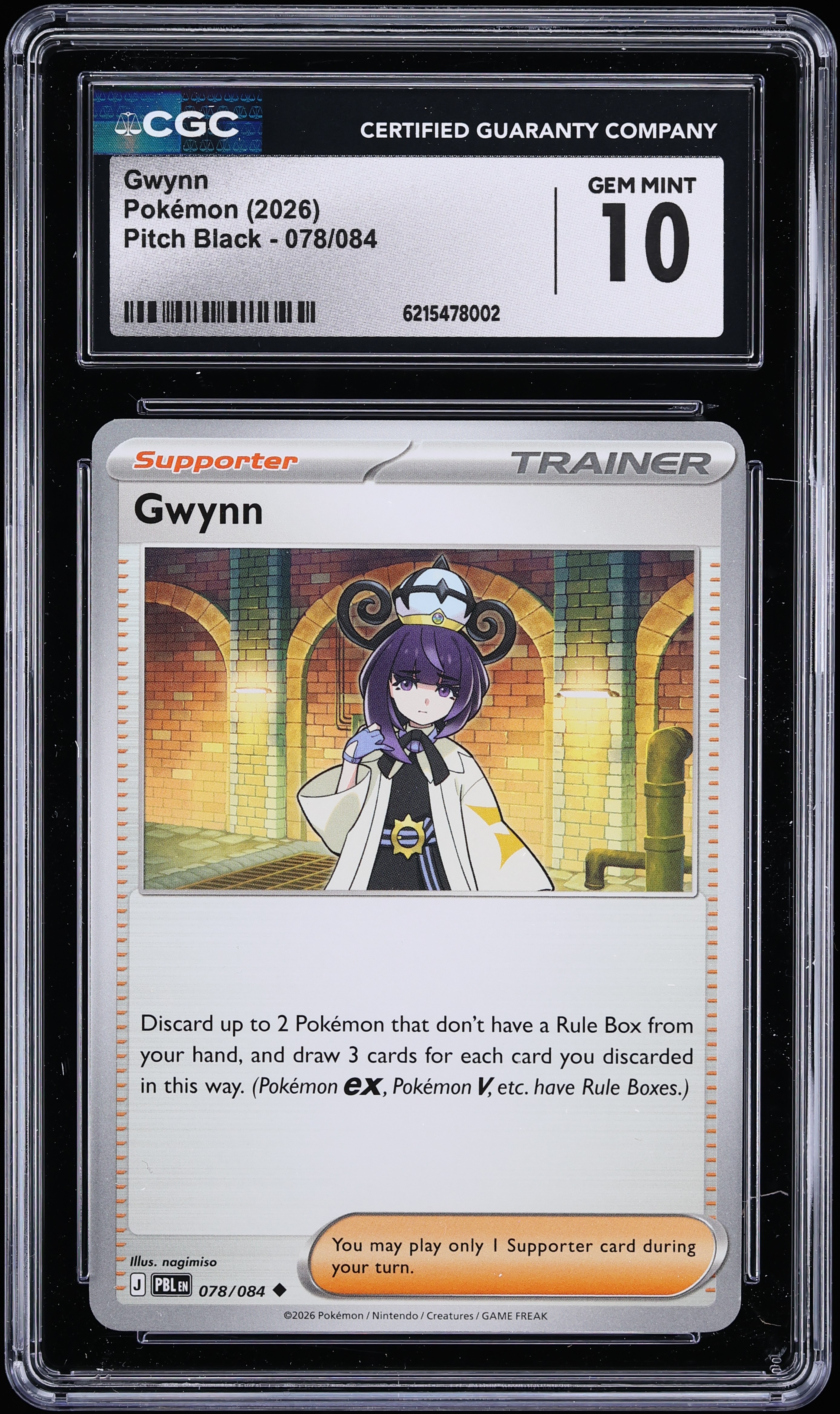 2026 Pokemon Mega Evolution Pitch Black Gwynn #78 CGC 10 GEM MINT