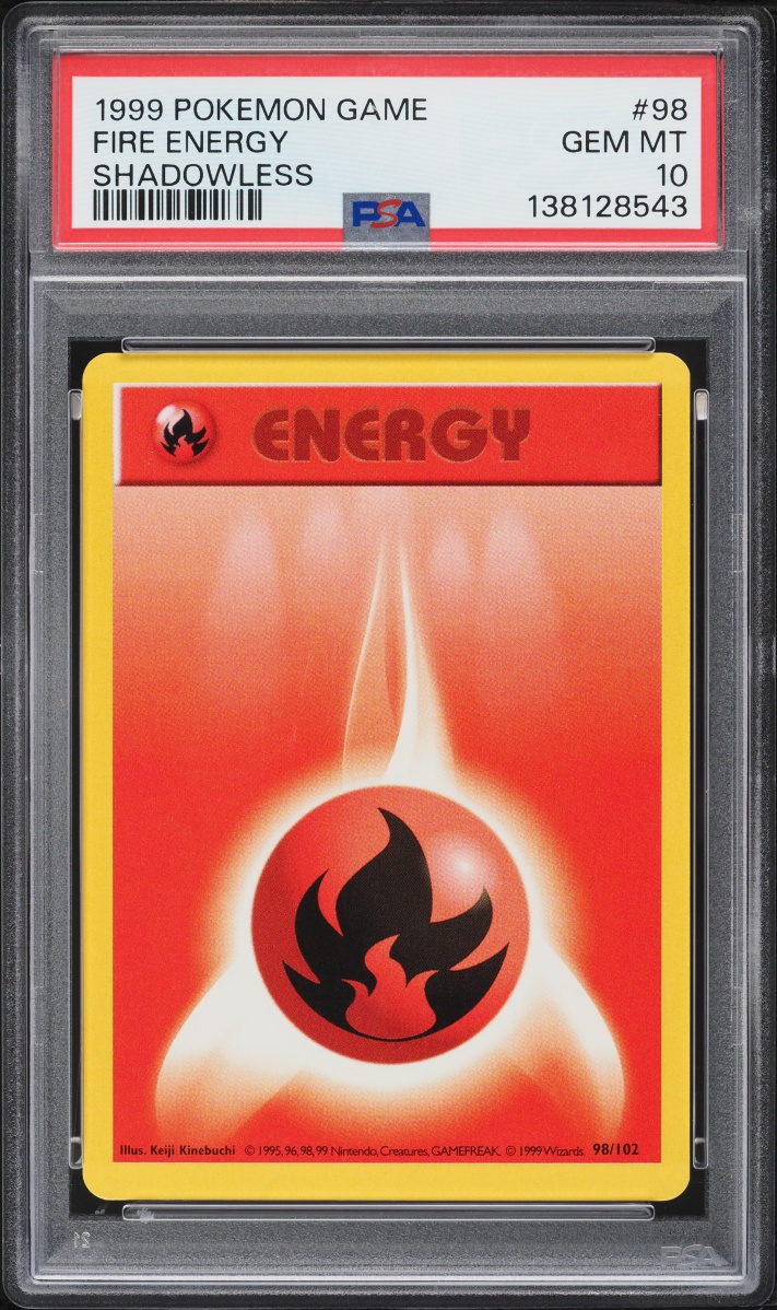 1999 Pokemon Base Set Shadowless Fire Energy #98 PSA 10 GEM MINT