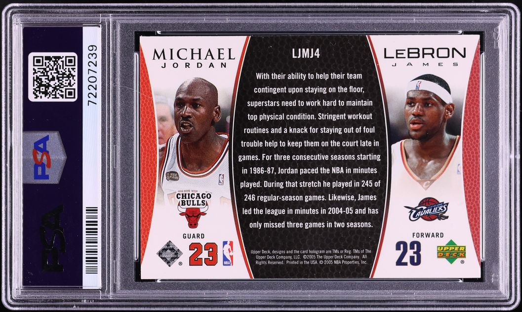 2005 Upper Deck MJ LJ Bonus Pack Dual Michael Jordan LeBron James #LJMJ4 PSA 10 GEM MINT