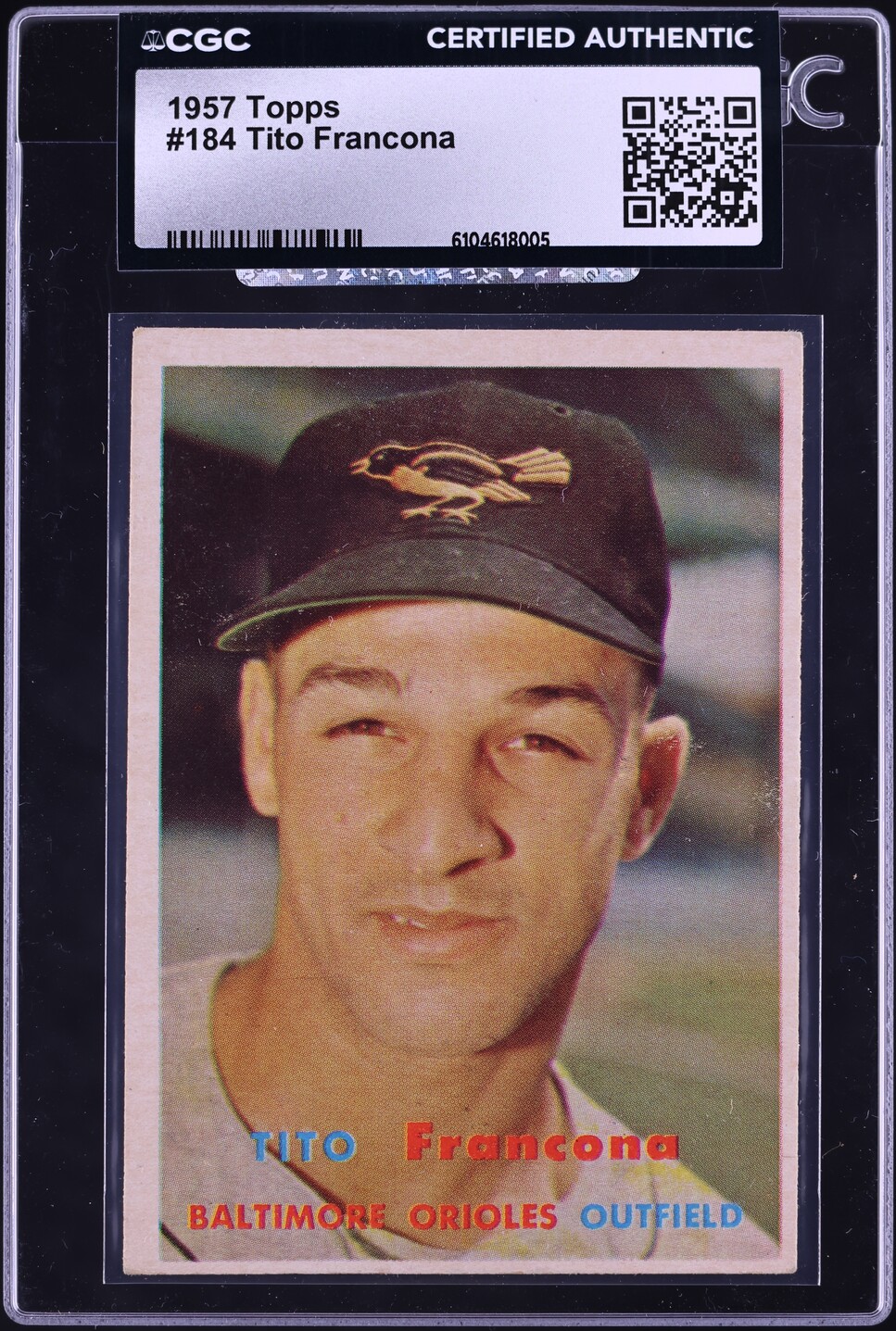1957 Topps Tito Francona #184 CGC AUTH