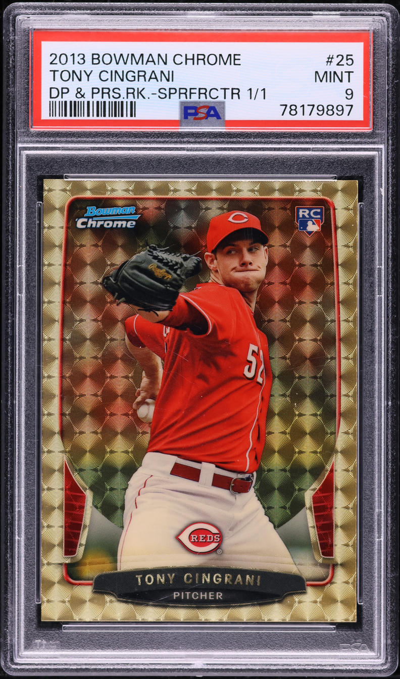 2013 Bowman Chrome Draft Picks Superfractor Tony Cingrani ROOKIE 1/1 #25 PSA 9 MINT