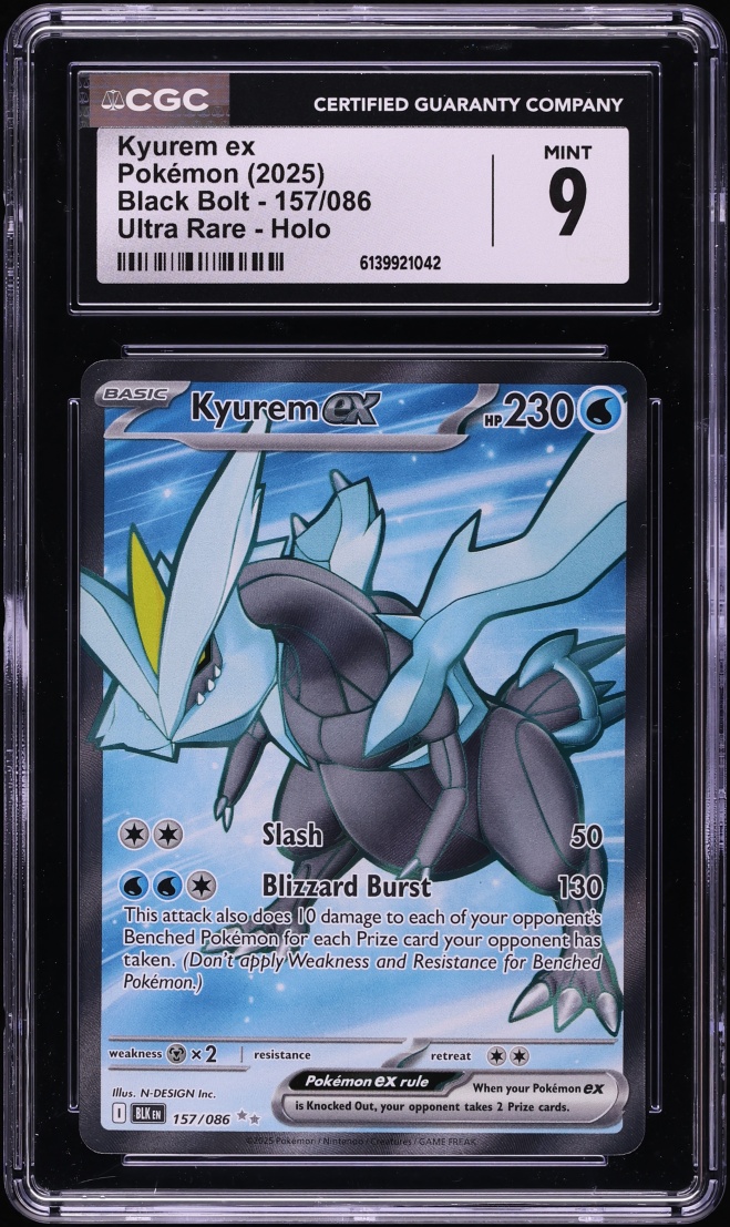 2025 Pokemon Scarlet & Violet Black Bolt Full Art Kyurem ex #157 CGC 9 MINT
