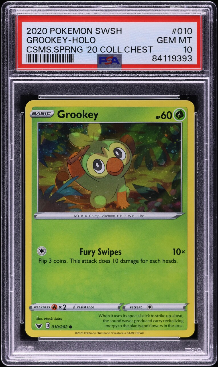2020 Pokemon Sword & Shield Spring Collectors Chest Holo Grookey #10 PSA 10 GEM MINT