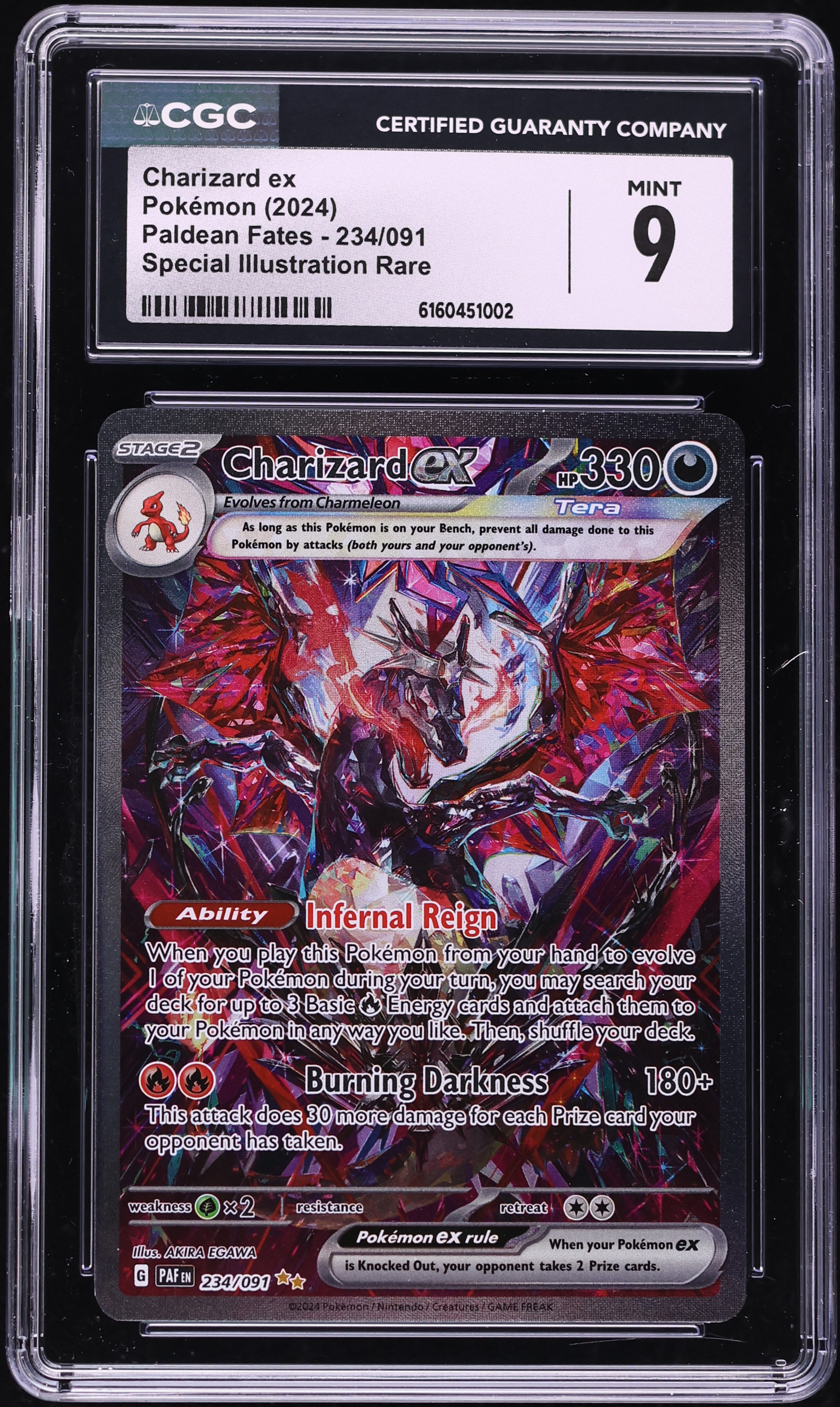 2024 Pokemon Scarlet & Violet Paldean Fates SIR Charizard EX #234 CGC 9 MINT