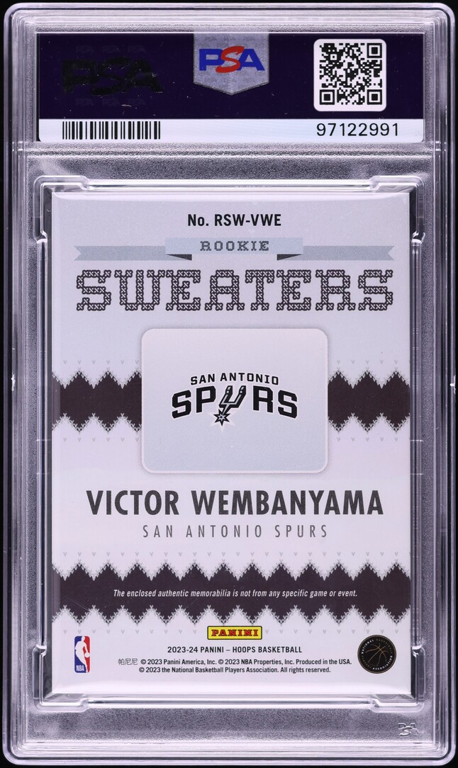 2023 Hoops Sweaters Victor Wembanyama ROOKIE PATCH #RSW-VWE PSA 10 GEM MINT